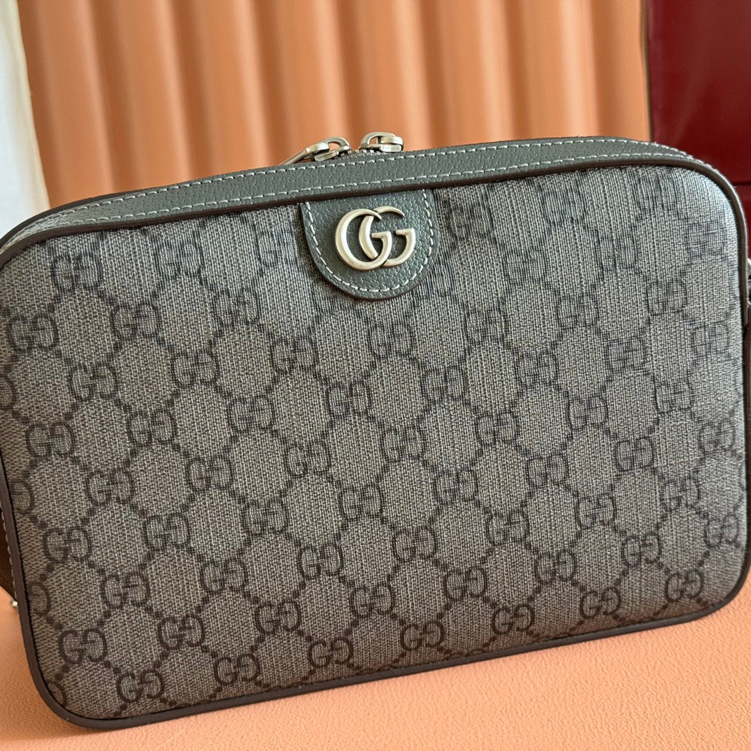 GUCCI OPHIDIA KLEINE UMKEHRTASCHE 24 GRAU UND SCHWARZ MONOGRAMM-CANVAS