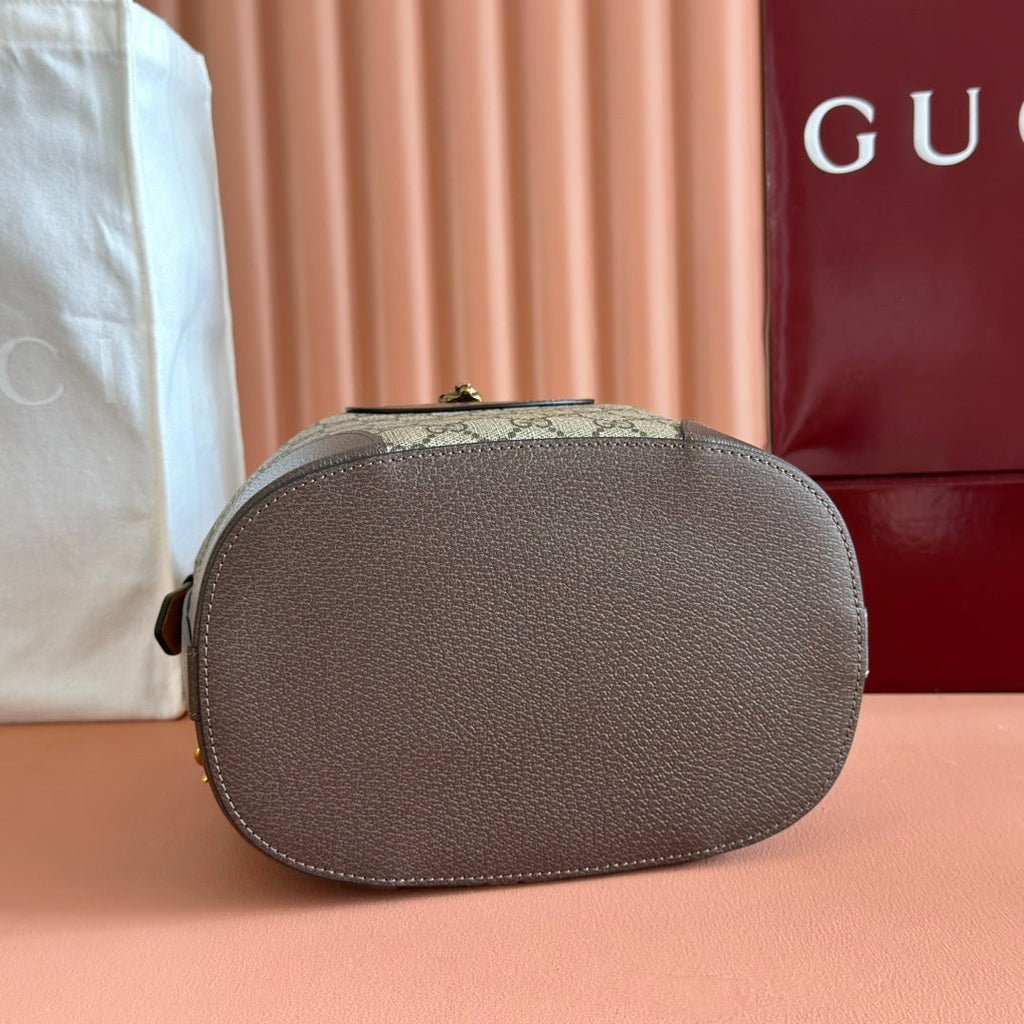 GUCCI Rucksack mit Kordelzug, Tigerkopf, 27 Zoll, braunes Canvas
