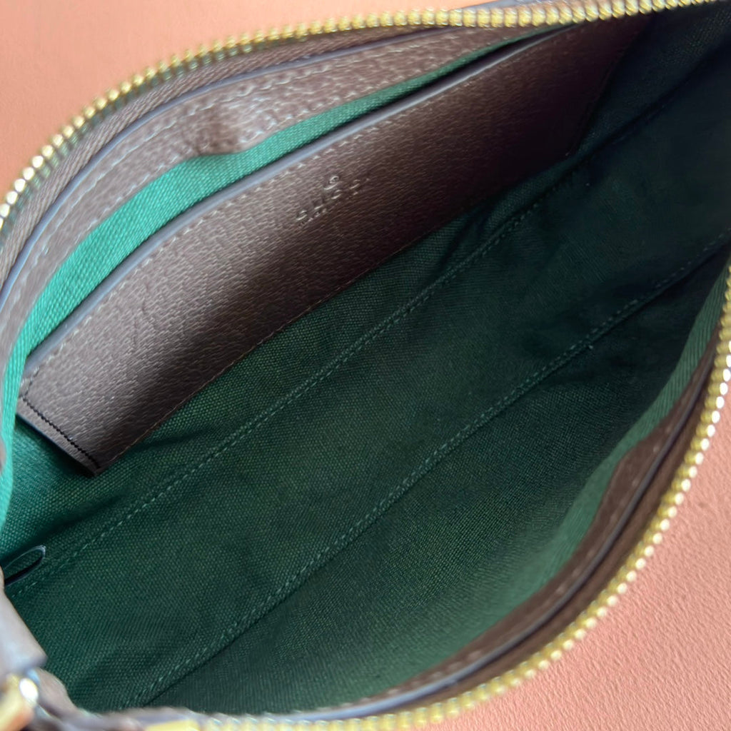 OPHIDIA KLEINE SCHULTERTASCHE 26 IN BEIGE UND DUNKELBRAUNEM CANVAS