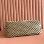 GUCCI 25S OPHIDIA MITTLERE DUFFLE-TASCHE 44 IN BEIGE CANVAS UND BRAUNEM KALBSLEDER