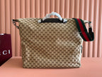 GUCCI 25S OPHIDIA MITTLERE DUFFLE-TASCHE 44 IN BEIGE CANVAS UND BRAUNEM KALBSLEDER