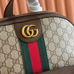 GUCCI 25S OPHIDIA RUCKSACK 40 IN BEIGEM CANVAS UND BRAUNEM KALBSLEDER