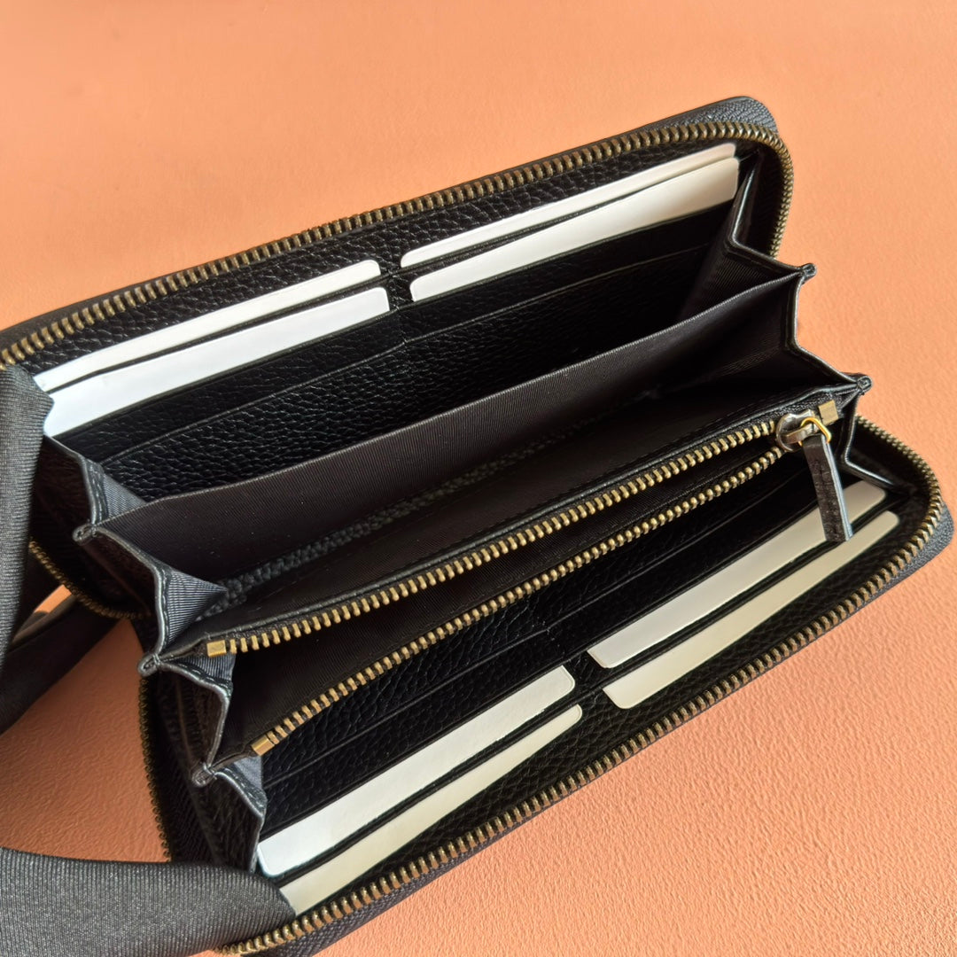 GG 25S MARMONT GELDBÖRSE 19 IN SCHWARZEM KALBSLEDER GOLDENE BESCHLÄGE