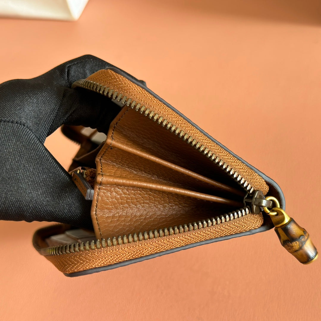 GG 25S MARMONT GELDBÖRSE 19 ZOLL, BRAUNES KALBSLEDER, GOLDENE BESCHLÄGE