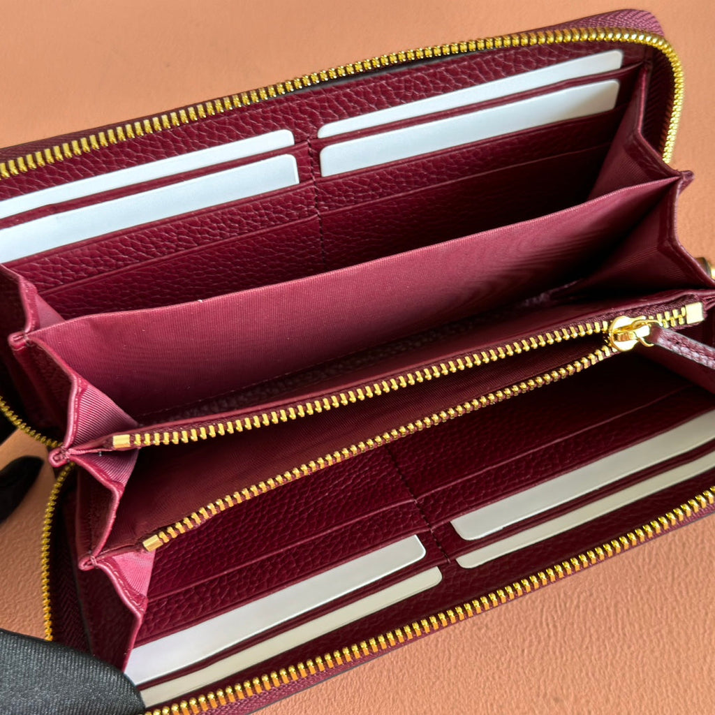 GG 25S MARMONT GELDBÖRSE 19 IN ROTEM KALBSLEDER GOLDENE BESCHLÄGE