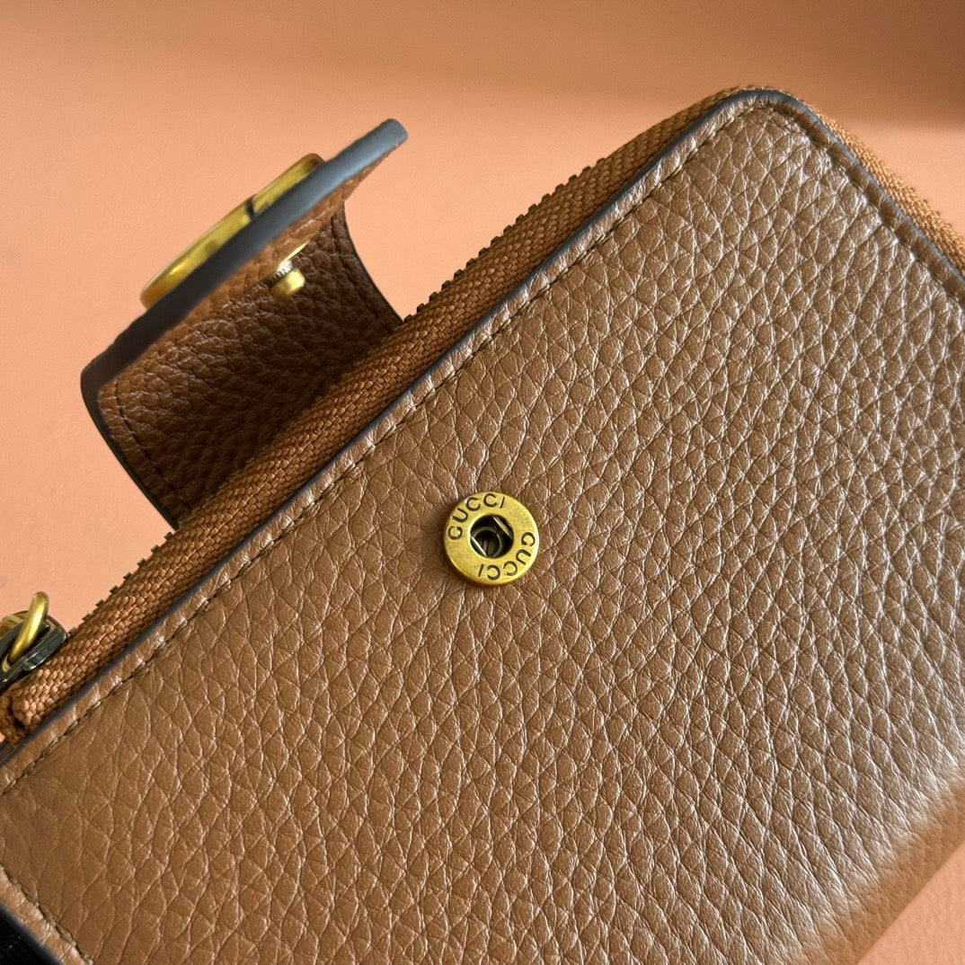 GG 25S MARMONT GELDBÖRSE 13 ZOLL BRAUNES KALBSLEDER GOLDENE BESCHLÄGE