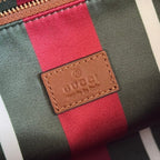 GUCCI 25S Vorhängeschlosstasche 26 Zoll in beigem Canvas und braunem Kalbsleder