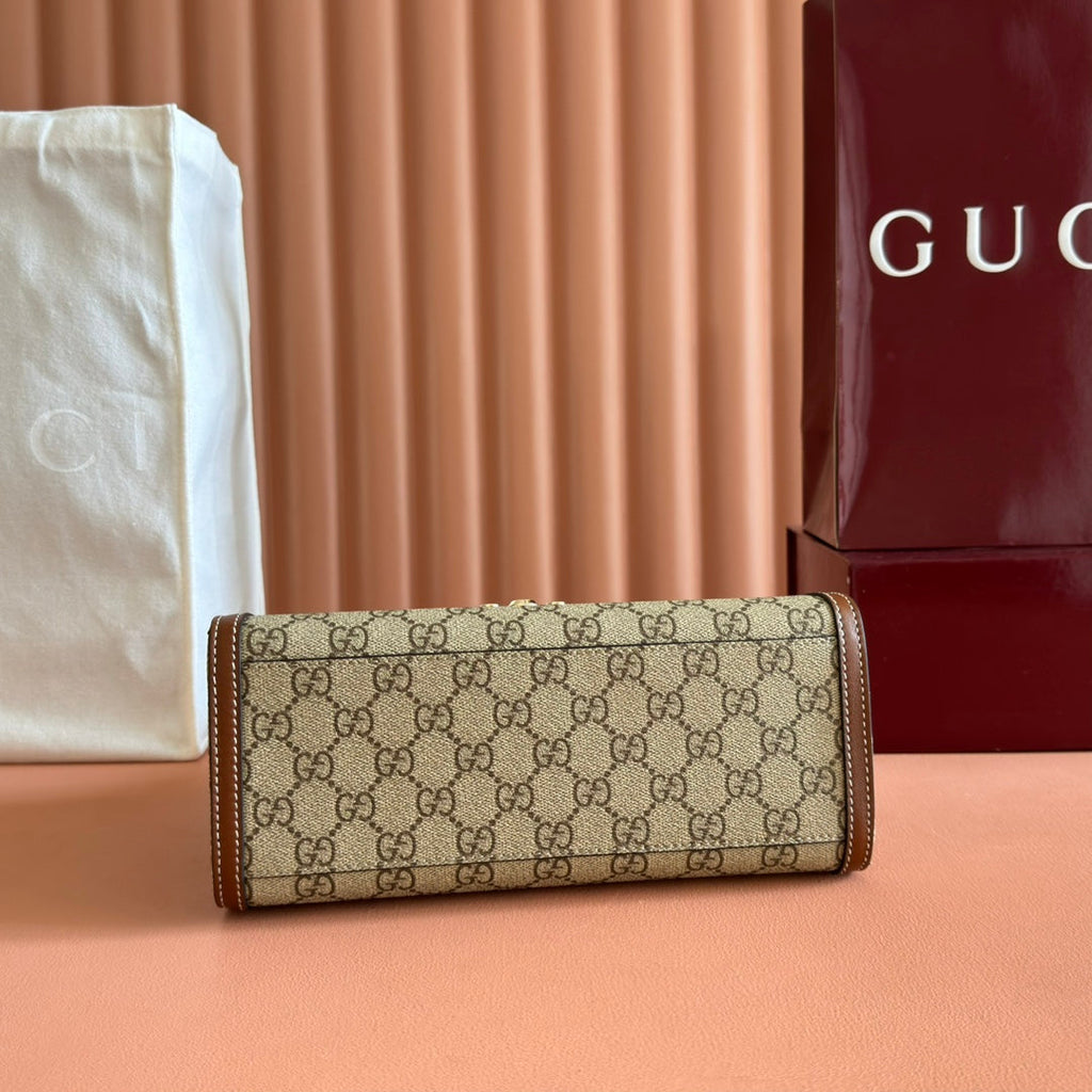 GUCCI 25S Vorhängeschlosstasche 26 Zoll in beigem Canvas und braunem Kalbsleder