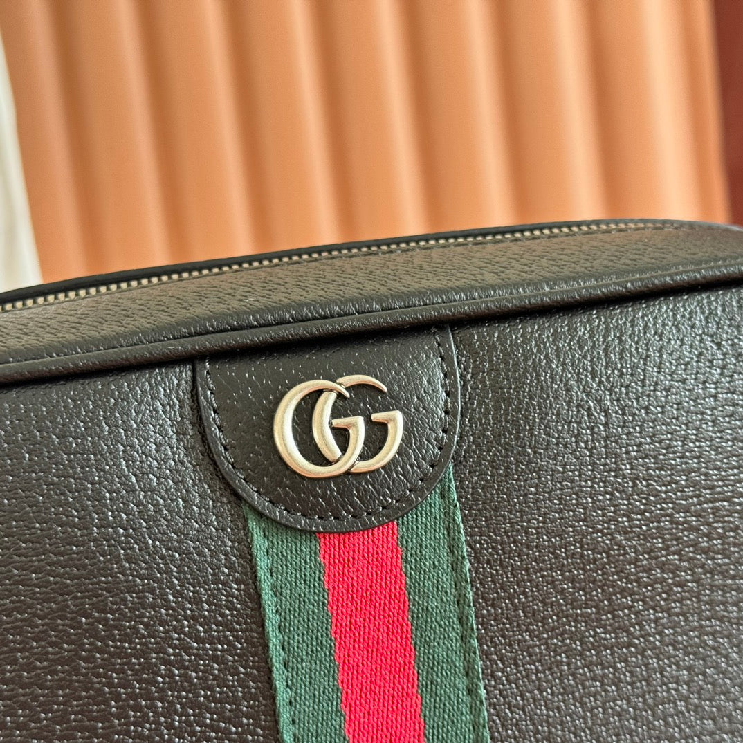 GUCCI 25S OPHIDIA CROSSBODY-TASCHE 28 IN SCHWARZEM KALBSLEDER
