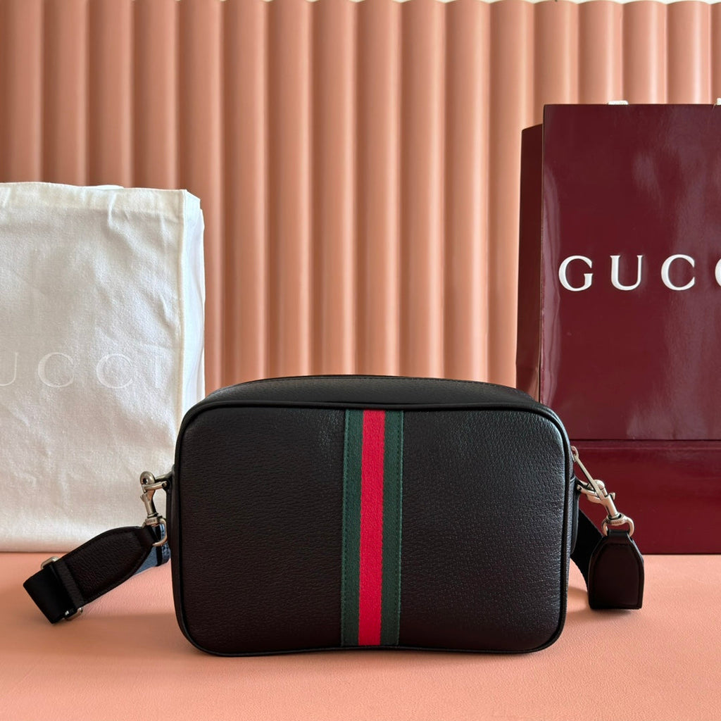 GUCCI 25S OPHIDIA CROSSBODY-TASCHE 28 IN SCHWARZEM KALBSLEDER