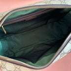 GUCCI 25S OPHIDIA CROSSBODY-TASCHE 28 IN BEIGE CANVAS UND BRAUNEM KALBSLEDER