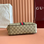 GUCCI 25S OPHIDIA CROSSBODY-TASCHE 28 IN BEIGE CANVAS UND BRAUNEM KALBSLEDER