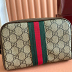 GUCCI 25S DESIGNER-HANDTASCHEN 18 IN BEIGEM CANVAS UND BRAUNEM KALBSLEDER