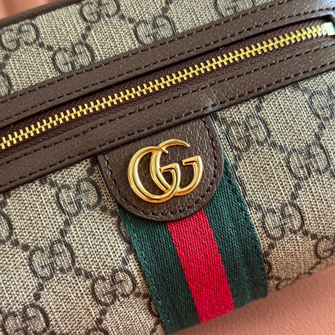 GUCCI 25S DESIGNER-HANDTASCHEN 18 IN BEIGEM CANVAS UND BRAUNEM KALBSLEDER