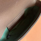 GUCCI 25S OPHIDIA MINI-TASCHE 20 IN BEIGEM CANVAS UND BRAUNEM KALBSLEDER