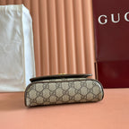 GUCCI 25S OPHIDIA TASCHE 18 IN BEIGE CANVAS UND BRAUNEM KALBSLEDER GOLDENE BESCHLÄGE
