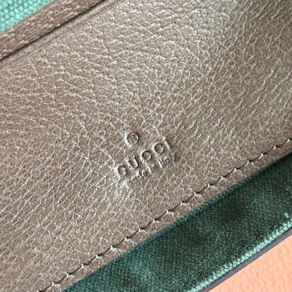 GUCCI 25S OPHIDIA TASCHE 18 IN BEIGE CANVAS UND BRAUNEM KALBSLEDER GOLDENE BESCHLÄGE