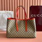 GUCCI 25S EMBLEM GROSSE TASCHE 38 IN BEIGE UND SCHWARZEM KALBSLEDER