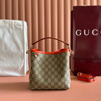 GUCCI 25S EMBLEM MINI-TASCHE 19 IN BEIGE UND SCHWARZEM KALBSLEDER