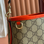 GUCCI 25S EMBLEM MINI-TASCHE 19 IN BEIGE UND SCHWARZEM KALBSLEDER