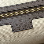 GUCCI 25S OPHIDIA MEDIUM CROSSBODY BAG 28 IN BEIGE CANVAS AND BRAUNE CALFLEDER