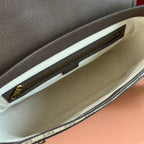 GUCCI 25S OPHIDIA GROSSE UMHÄNGETASCHE 33 IN BEIGE CANVAS UND BRAUNES KALBSLEDER