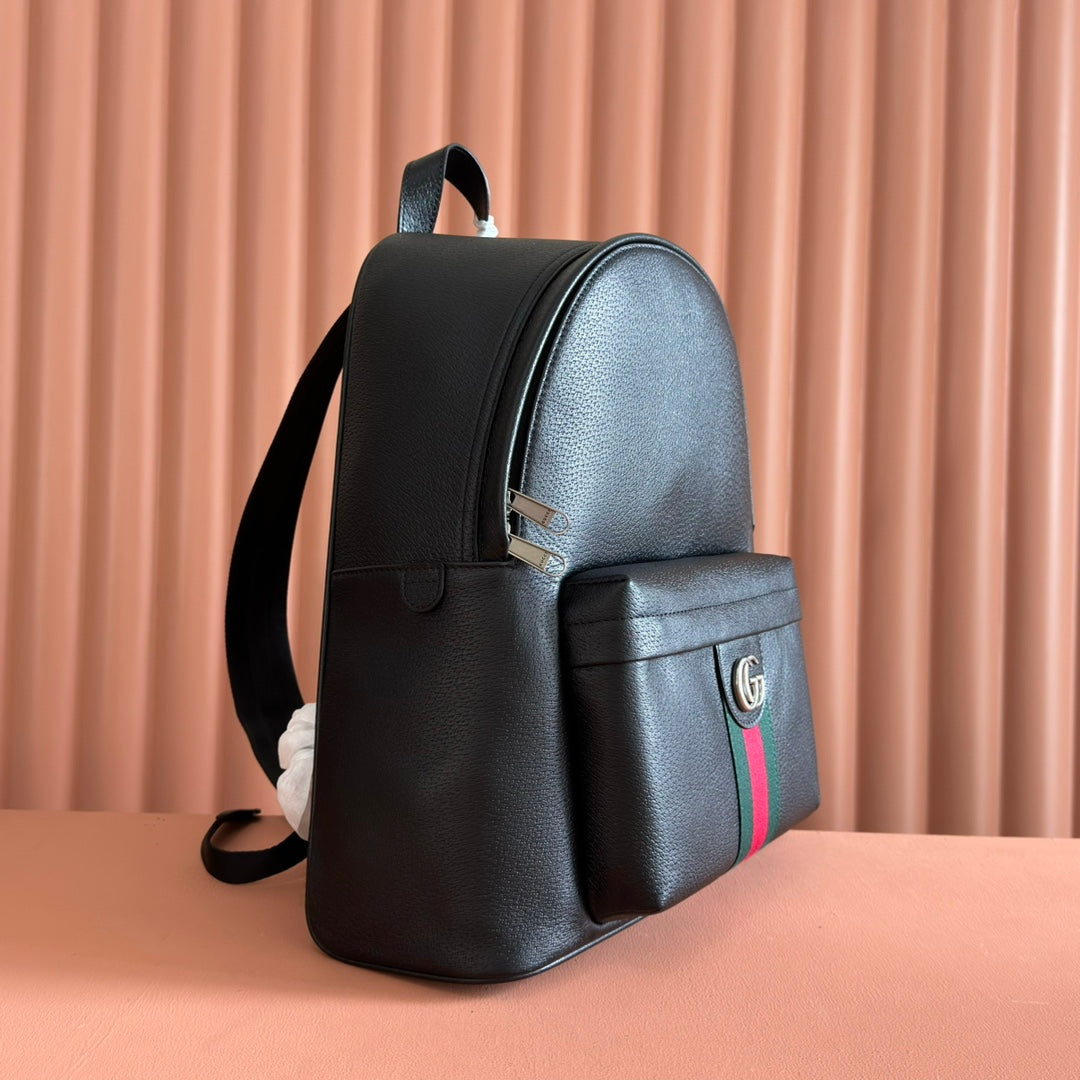 GUCCI 25S OPHIDIA MEDIUM RUCKSACK 41 SCHWARZ AUS KALBSLEDER