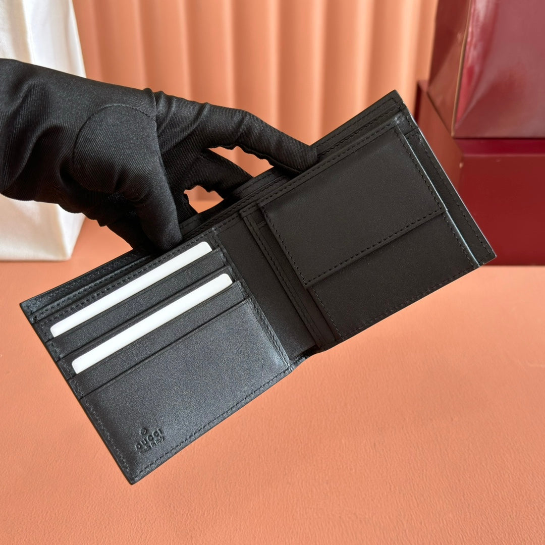 GUCCI 25S MARMONT GELDBÖRSE 11 ZOLL SCHWARZES KALBSLEDER SILBERNE BESCHLÄGE