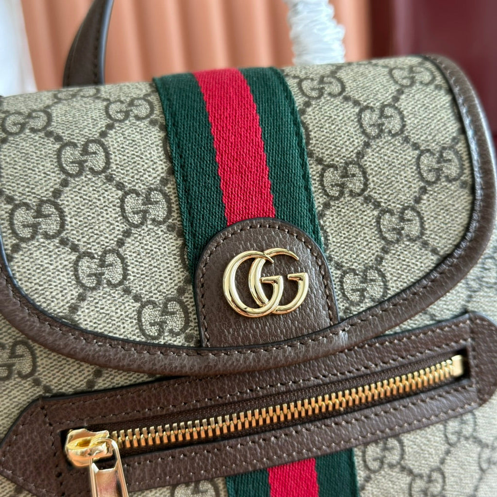 GG 25S OPHIDIA KLEINER RUCKSACK 20 IN BEIGE UND EBONY KALBSLEDER