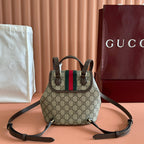 GG 25S OPHIDIA KLEINER RUCKSACK 20 IN BEIGE UND EBONY KALBSLEDER