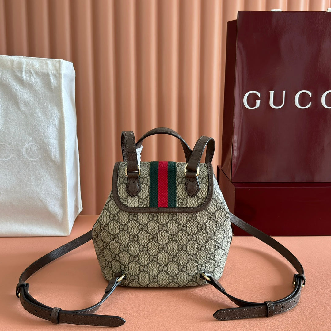 GG 25S OPHIDIA KLEINER RUCKSACK 20 IN BEIGE UND EBONY KALBSLEDER