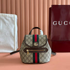 GG 25S OPHIDIA KLEINER RUCKSACK 20 IN BEIGE UND EBONY KALBSLEDER