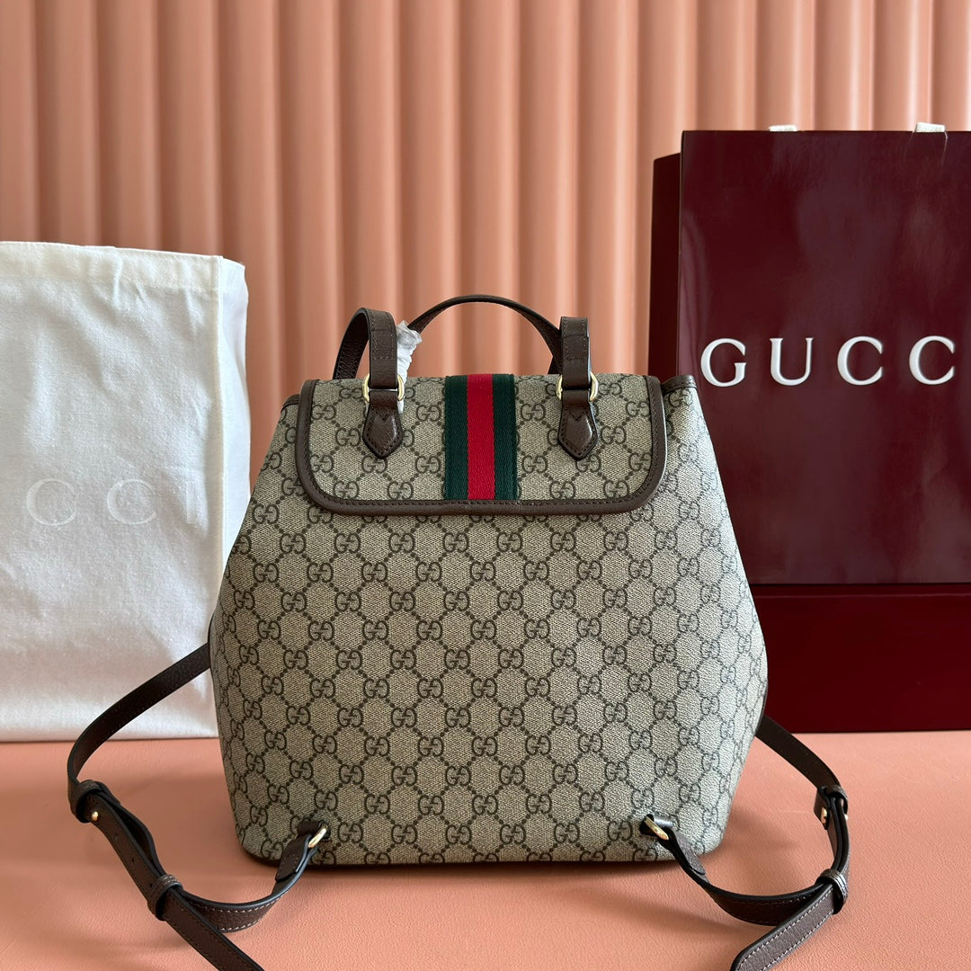 GG 25S OPHIDIA MEDIUM RUCKSACK 30 IN BEIGE UND EBONY KALBSLEDER