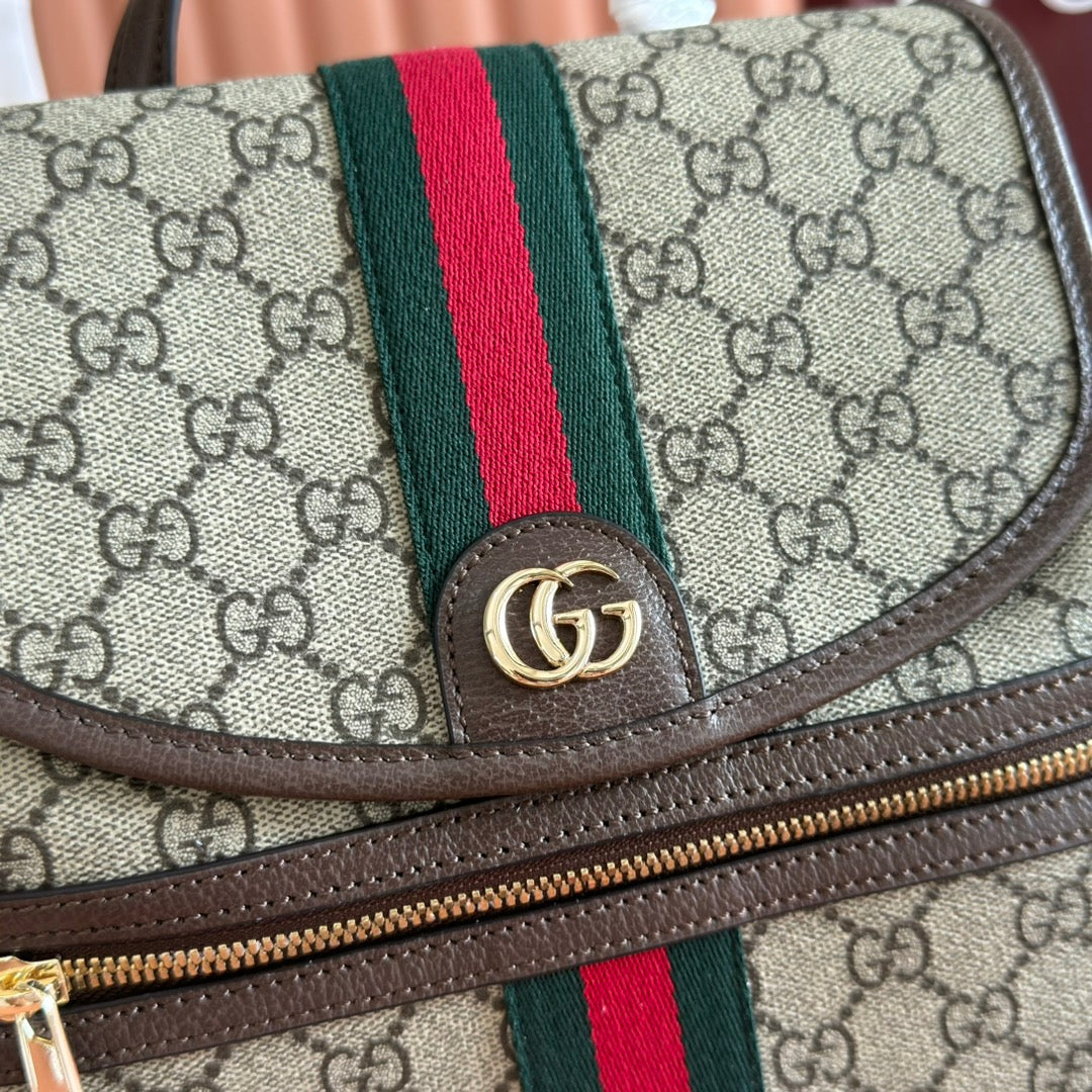 GG 25S OPHIDIA MEDIUM RUCKSACK 30 IN BEIGE UND EBONY KALBSLEDER