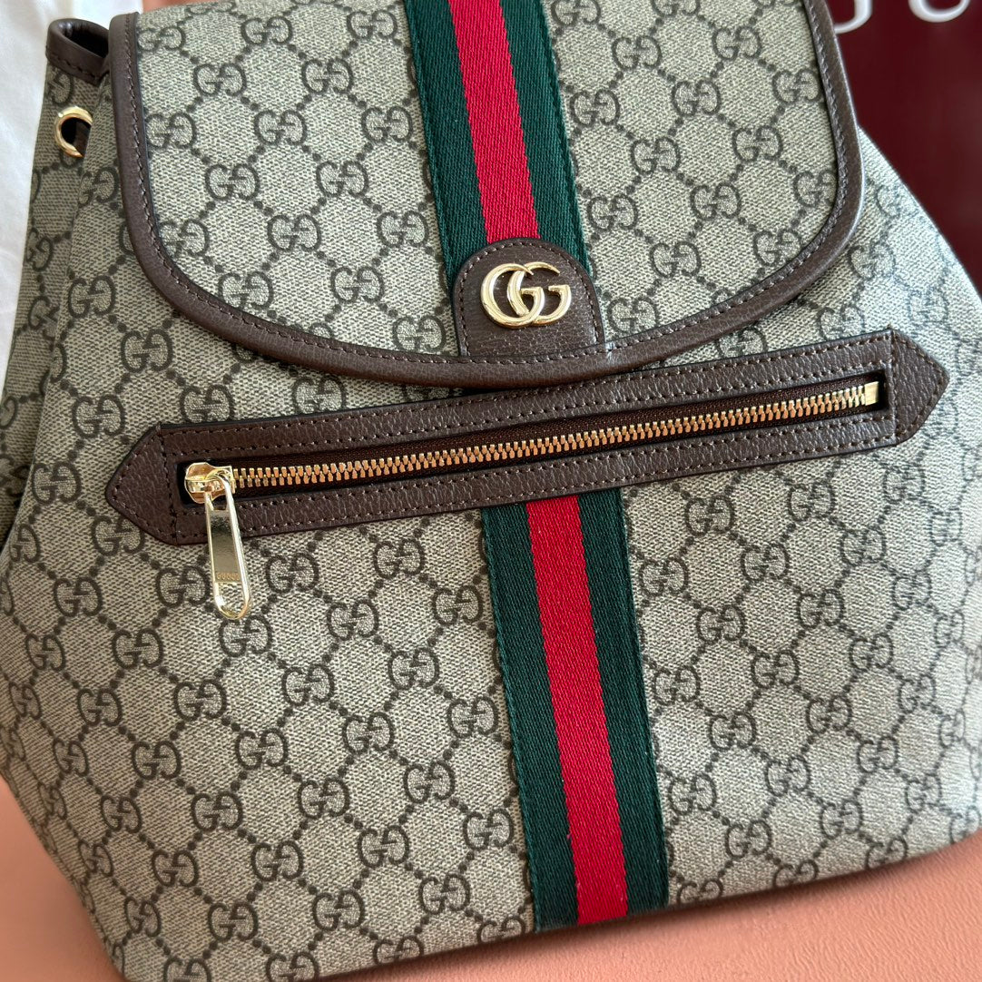 GG 25S OPHIDIA MEDIUM RUCKSACK 30 IN BEIGE UND EBONY KALBSLEDER