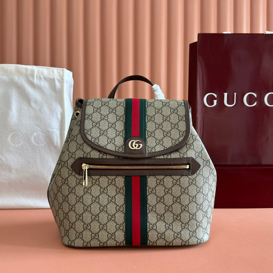 GG 25S OPHIDIA MEDIUM RUCKSACK 30 IN BEIGE UND EBONY KALBSLEDER