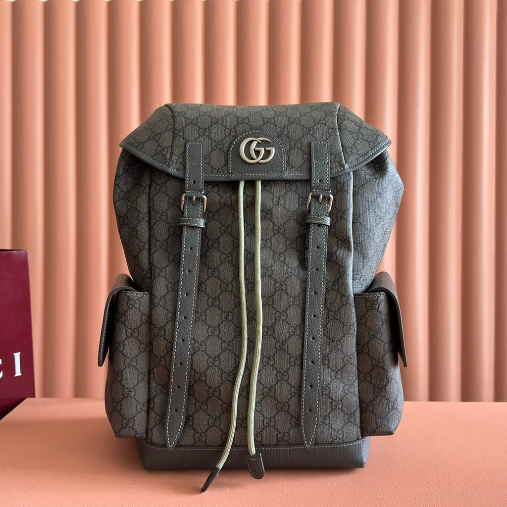 GUCCI 25S OPHIDIA MITTELGROSSER RUCKSACK 40 IN GRÜN-GRAUEM KALBSLEDER