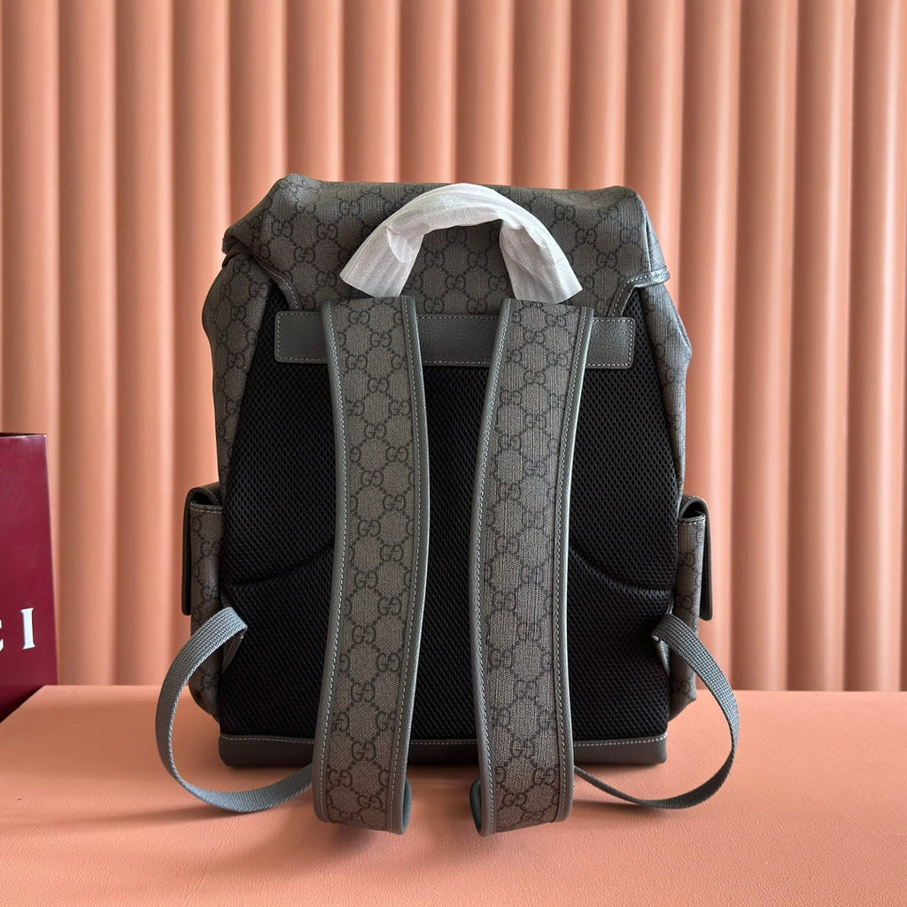 GUCCI 25S OPHIDIA MITTELGROSSER RUCKSACK 40 IN GRÜN-GRAUEM KALBSLEDER