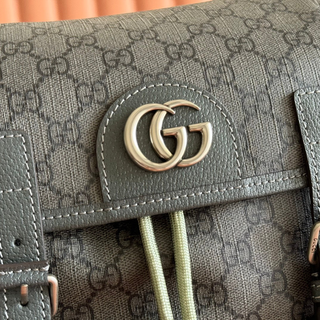 GUCCI 25S OPHIDIA MITTELGROSSER RUCKSACK 40 IN GRÜN-GRAUEM KALBSLEDER