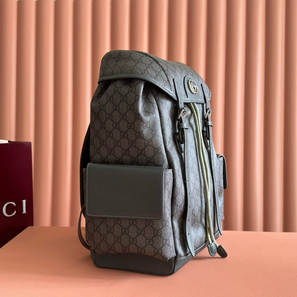 GUCCI 25S OPHIDIA MITTELGROSSER RUCKSACK 40 IN GRÜN-GRAUEM KALBSLEDER