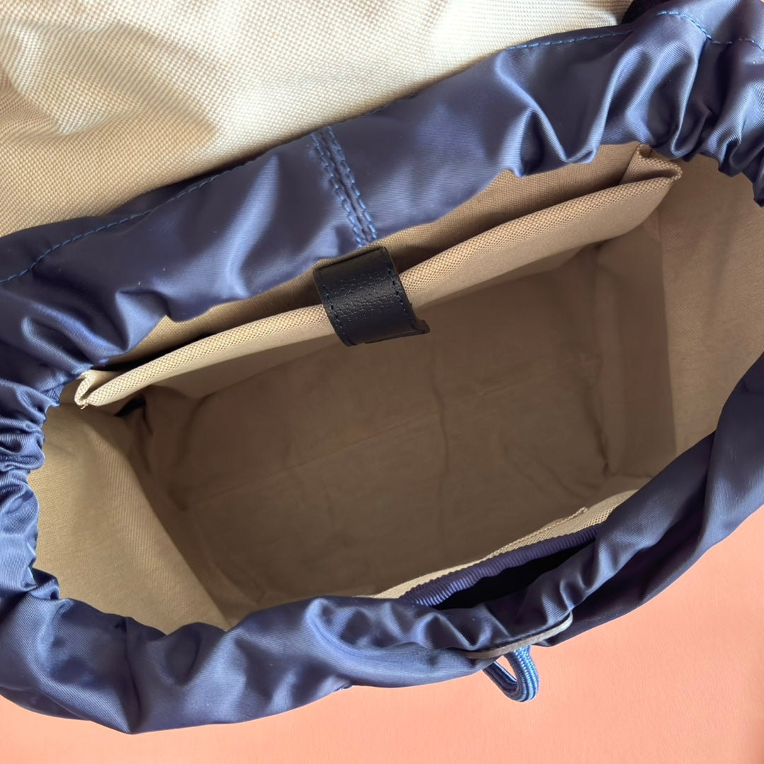 GUCCI 25S OPHIDIA MITTELGROSSER RUCKSACK 40 IN DUNKELBLAU-GRAUEM KALBSLEDER