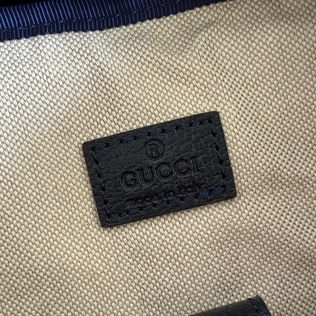 GUCCI 25S OPHIDIA MITTELGROSSER RUCKSACK 40 IN DUNKELBLAU-GRAUEM KALBSLEDER