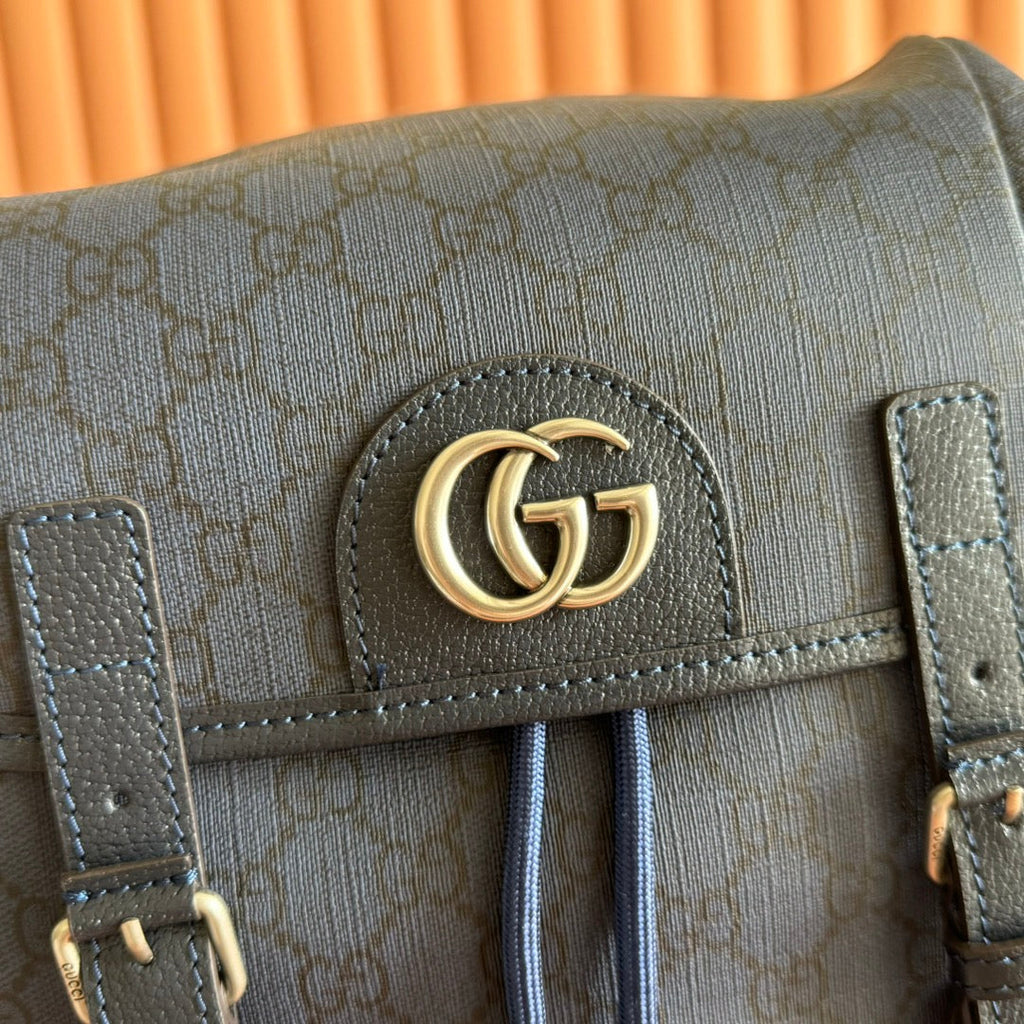 GUCCI 25S OPHIDIA MITTELGROSSER RUCKSACK 40 IN DUNKELBLAU-GRAUEM KALBSLEDER