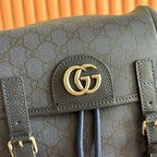 GUCCI 25S OPHIDIA MITTELGROSSER RUCKSACK 40 IN DUNKELBLAU-GRAUEM KALBSLEDER