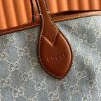 GUCCI 25S TOTISSIMA GROSSE TRAGETASCHE 30 IN BLAU-WEISSEM CANVAS