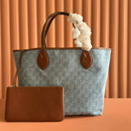 GUCCI 25S TOTISSIMA GROSSE TRAGETASCHE 30 IN BLAU-WEISSEM CANVAS