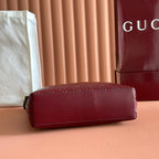 GUCCI 25S EMBLEM MEDIUM SCHULTERTASCHE 26 IN ROSSO ANCORA ROTES KALBSLEDER