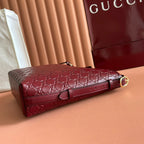 GUCCI 25S EMBLEM MEDIUM SCHULTERTASCHE 26 IN ROSSO ANCORA ROTES KALBSLEDER