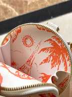 MULTI-POCHETTE-ACCESSOIRES 24 IN KORALLEN-MONOGRAMM-FLIESEN-CANVAS-GOLD-HARDWARE