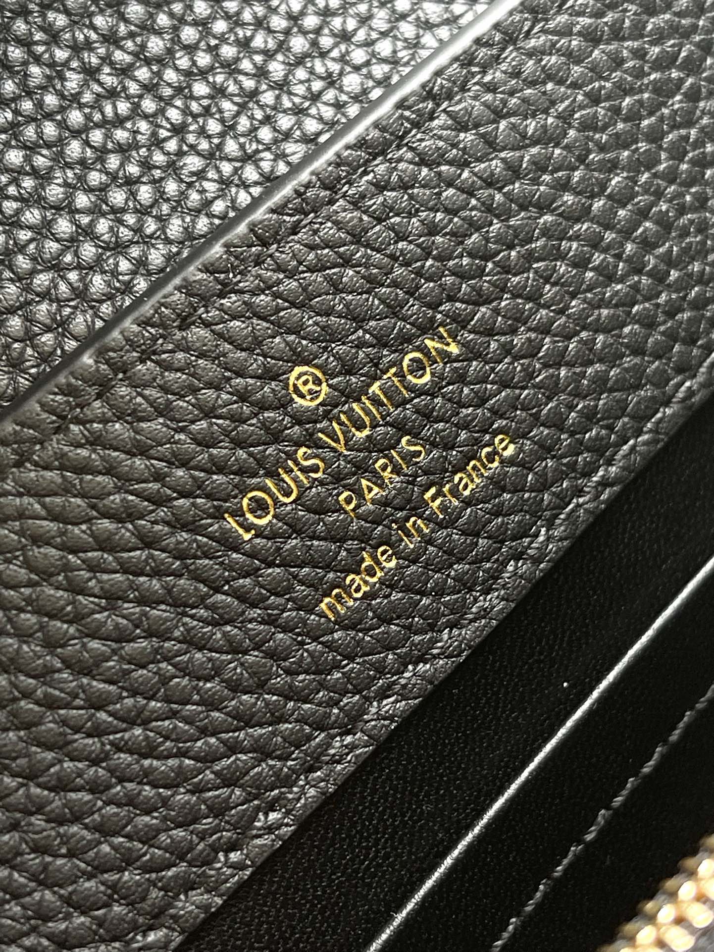 CAPUCINES EAST-WEST MINI 22 IN SCHWARZEM KALBSLEDER GOLDENE HARDWARE